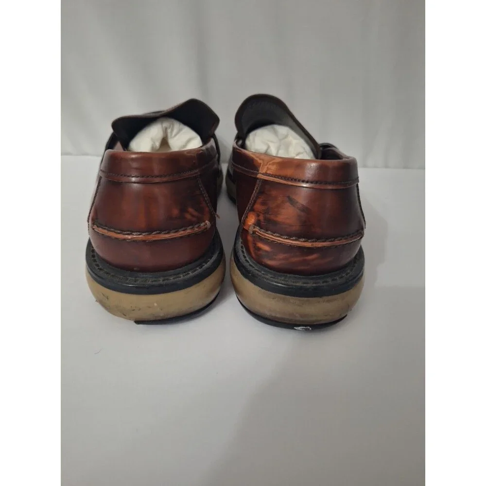 PRADA Mens Leather Loafers Sz 9.5 Brown Chunky Preppy Vintage Y2K School Teacher